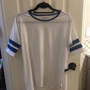 Lularoe Irma XXS White w/ blue trim NWOT